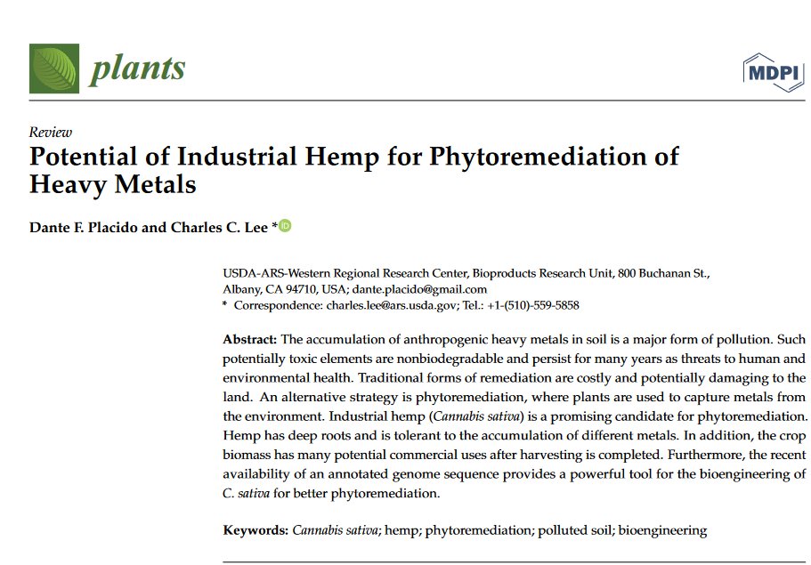 Plants_MDPI's tweet photo. #plants_mdpi New Publication "Potential of Industrial Hemp for #Phytoremediation of Heavy #Metals" in Section "#Plant–Soil Interactions"

https://t.co/3a9CSObdHU https://t.co/iW5D6mlMPT
