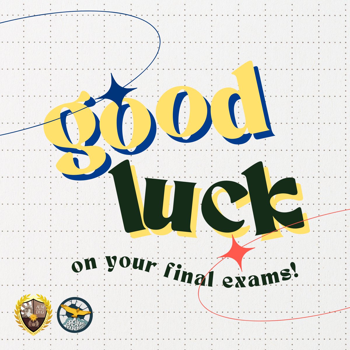XUSBMSC's tweet photo. The SBM Admin, together with the SBM Student Council wishes you a GOOD LUCK for this quarter's Final Examinations! ๐
Stay positive and give it your best mga Ka-Agila!
#XUSBMSC
#BreakingBoundaries https://t.co/q0ipMLgWLr