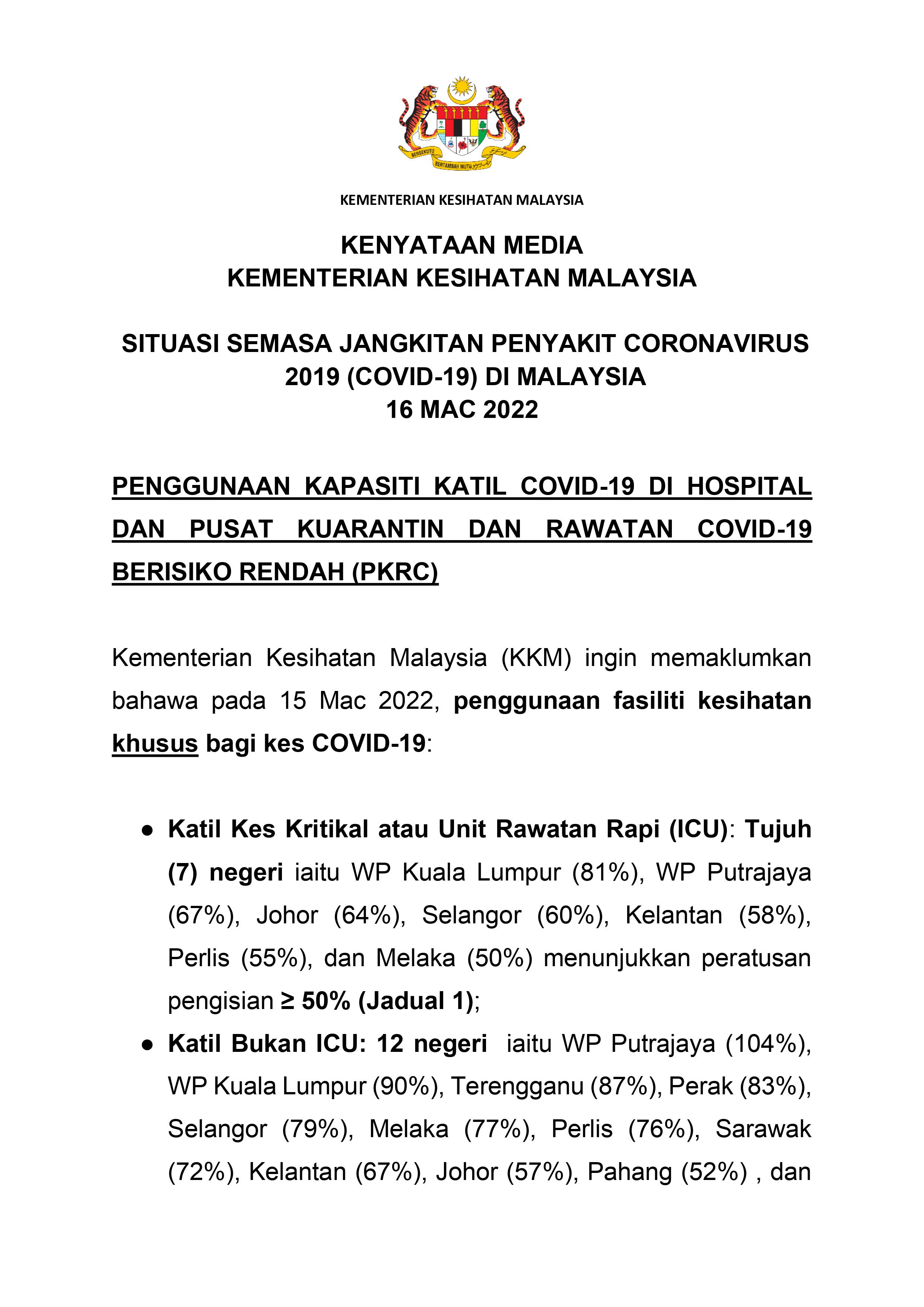 Kkm covid 19 terkini kelantan