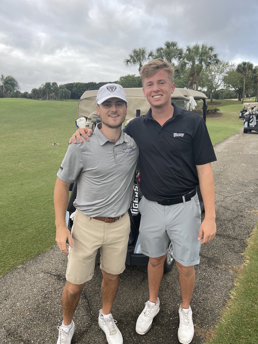 VictorBoysGolf1's tweet photo. How about this happened today…2 former HS golf teammates were paired with/against each other in their D1 college tournament today! ‘17 grad Chapman and ‘19 grad Summerson! These guys won a team sectional title together in 2017!  #superteammates https://t.co/98JShInzD3