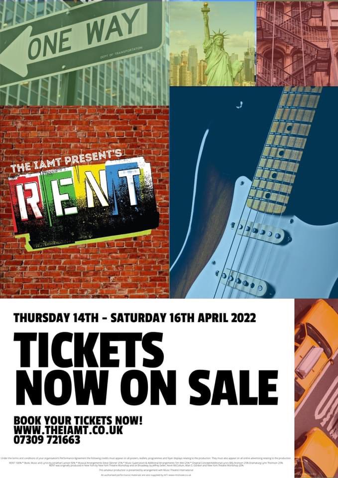 Make sure you grab your tickets for RENT! 

Friday Night and Saturday Night are nearly SOLD OUT! 

Book online; theiamt.co.uk

#RENT #MT #supportlocal #supportthearts #nodaybuttoday #IAMT #renthead