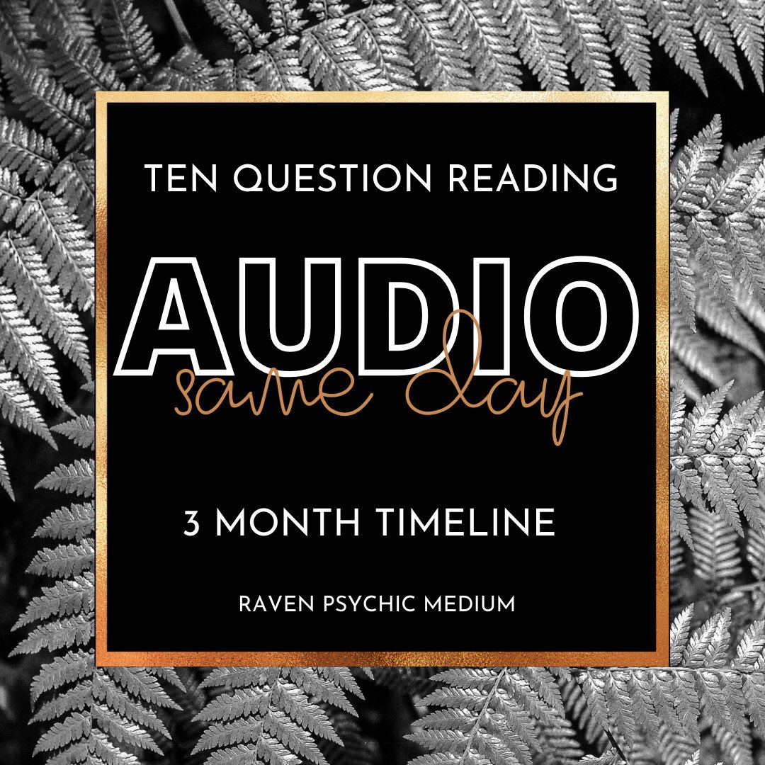 ravenpsychic_'s tweet photo. Excited to share this item from my #etsy shop: Top UK Psychic | SAME DAY 10 Question Psychic Reading | 5 Question Audio Reading | Telepathy Channeled reading https://t.co/vZ5u7Vbtmj
#audioreading #psychicreading https://t.co/Ox4mz9doTQ