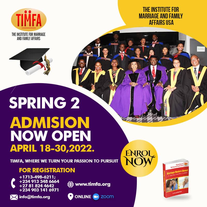 Timfaorg's tweet photo. #TIMFA Spring 2 Semester Registration is Open! Fulfill your purpose and become a Marriage Mentor. Learn how to help couples understand their marriage and how to fix it. Attendance is open to all!
Just fill out this form https://t.co/WpdrfE6bqh to get course info.
#marriage https://t.co/AwT0hqYmLa