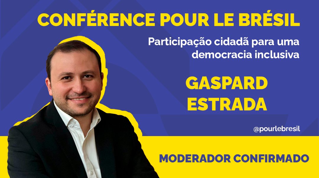 pourlebresil's tweet photo. Temos a honra de anunciar que @Gaspard_Estrada , Diretor Executivo da #OPALC, será moderador do painel "Participação Cidadã para uma Democracia Inclusiva" da 3ª edição da Pour le Brésil, que ocorrerá nos dias 1 e 2 de abril na @sciencespo! #pourlebresil https://t.co/aGacukKg3f