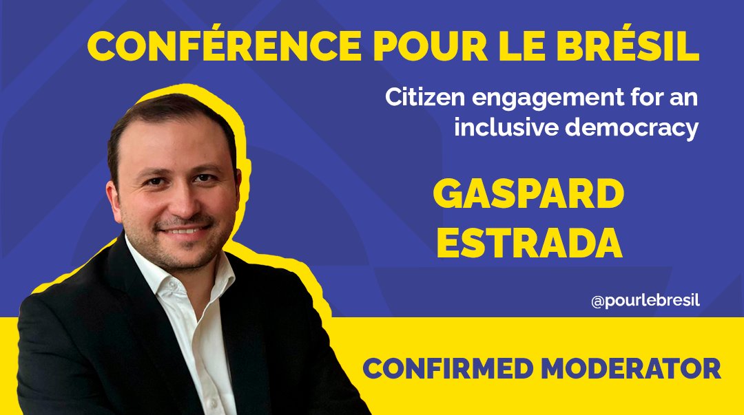 pourlebresil's tweet photo. We are honored to announce that @Gaspard_Estrada , Executive Director of #OPALC, will be the moderator of the panel "Citizen Participation for an Inclusive Democracy" at the 3rd edition of Pour le Brésil, which will take place on April 1st and 2nd at @sciencespo! #pourlebresil https://t.co/mVuuDJKkM4