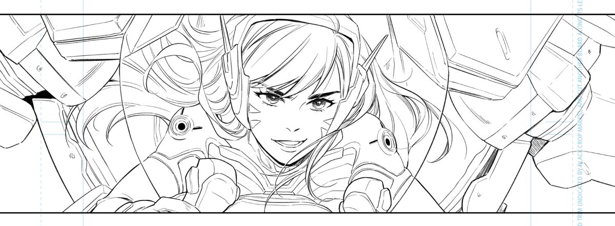 Some bonus Overwatch: New Blood #5 bits -- my favorite panel of DVA, and the fact that I got to design Captain Myung ✨ (kudos to anyone who recognizes the uniform homage)