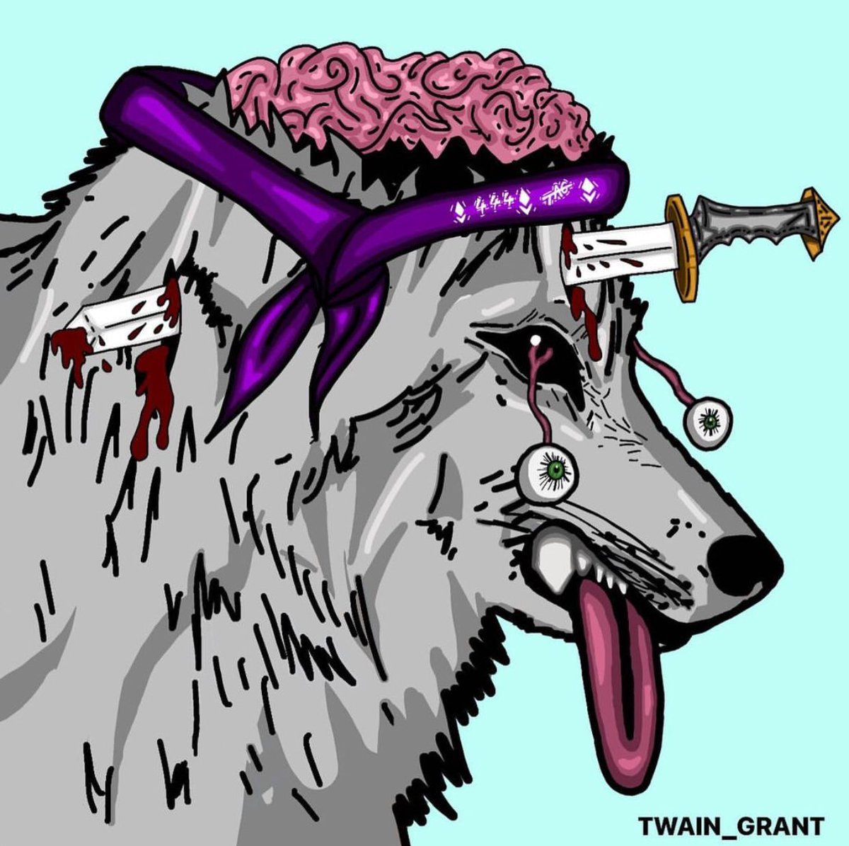 Twain_Grant's tweet photo. Brain 🧠 Dead ☠️ RareWolf 🐺🔥🌙🤯
#nft #nftart #rarewolves #brain #sword #blood #NFTCommunity #NFTs #NFTGiveaway https://t.co/Z9UiH3MIRy
