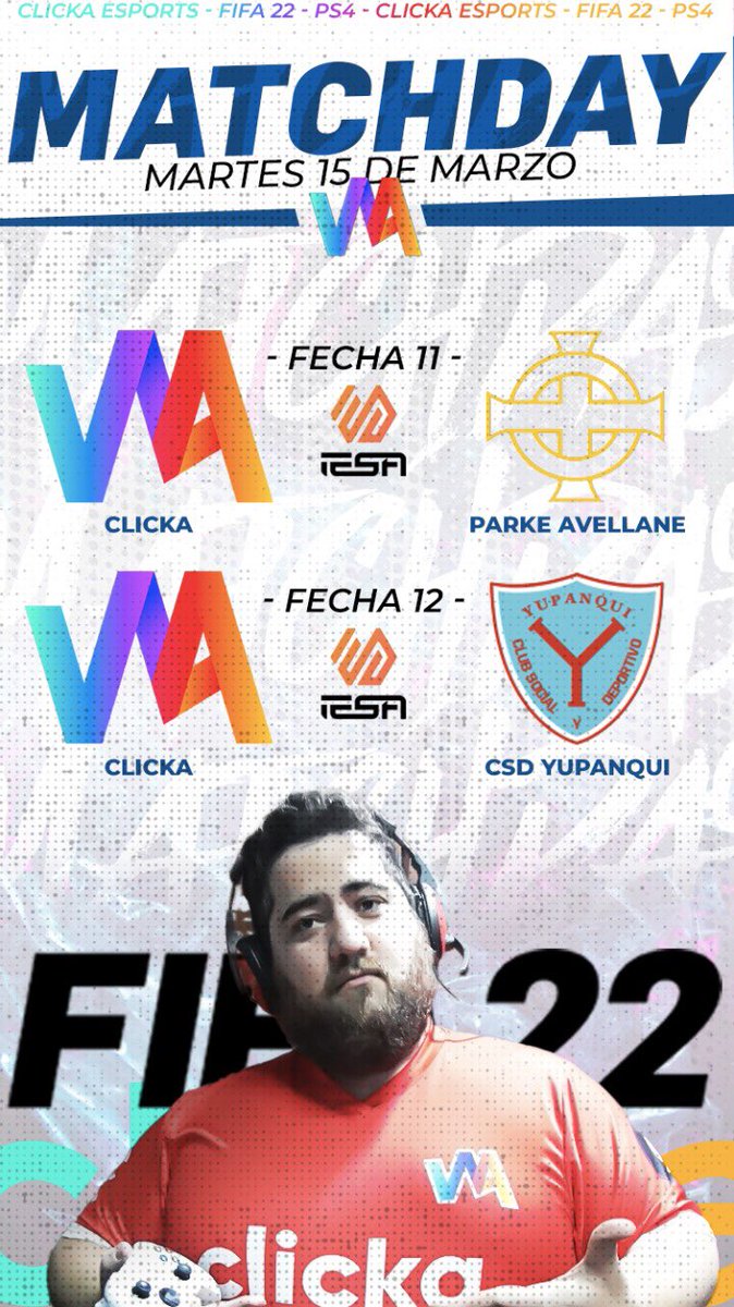 CLKeSports's tweet photo. No puedo, JUEGA CLICKAAAAA
Hoy nuestro equipo de Clubes pro va a estar disputando dos nuevas fechas de @IESAFIFAar 💪🏻💪🏻💪🏻
Fecha 11
23:00 🆚 @parke_avellane
Fecha 12
23:30 🆚 @eSportsYupanqui
#SomosClicka #GoClicka https://t.co/bqT1Z9lRV0
