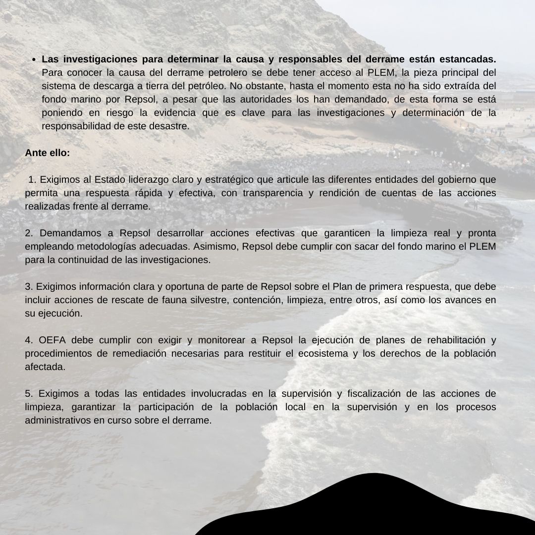mociccperu's tweet photo. #SanciónParaRepsol
🙋🏽‍♀️A dos meses del derrame de petróleo de Repsol exigimos que la empresa realice una limpieza real y pronta, información  transparente y al #Estado que ejerza liderazgo para responder y rendir cuentas de las acciones realizadas frente al derrame. @SerforPeru https://t.co/SGhhEephqY