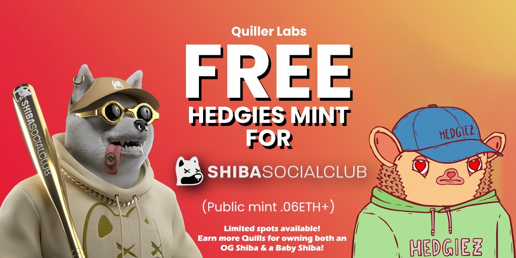 NotLuigiSOL's tweet photo. OMG

@Shibaclubnft can use Quiller

OG+Baby Shibas, u can get a WL spot for our FREE Hedgies pre-mint thru our app. The public mint will cost $$$

Just:
👍Connect to app https://t.co/KmpMSVzwsM
✅Click WL giveaway button on top
🎉Join https://t.co/NsM6f4sIyX
🔥Follow+Like+RT+tag4 https://t.co/SMvCCXevlZ