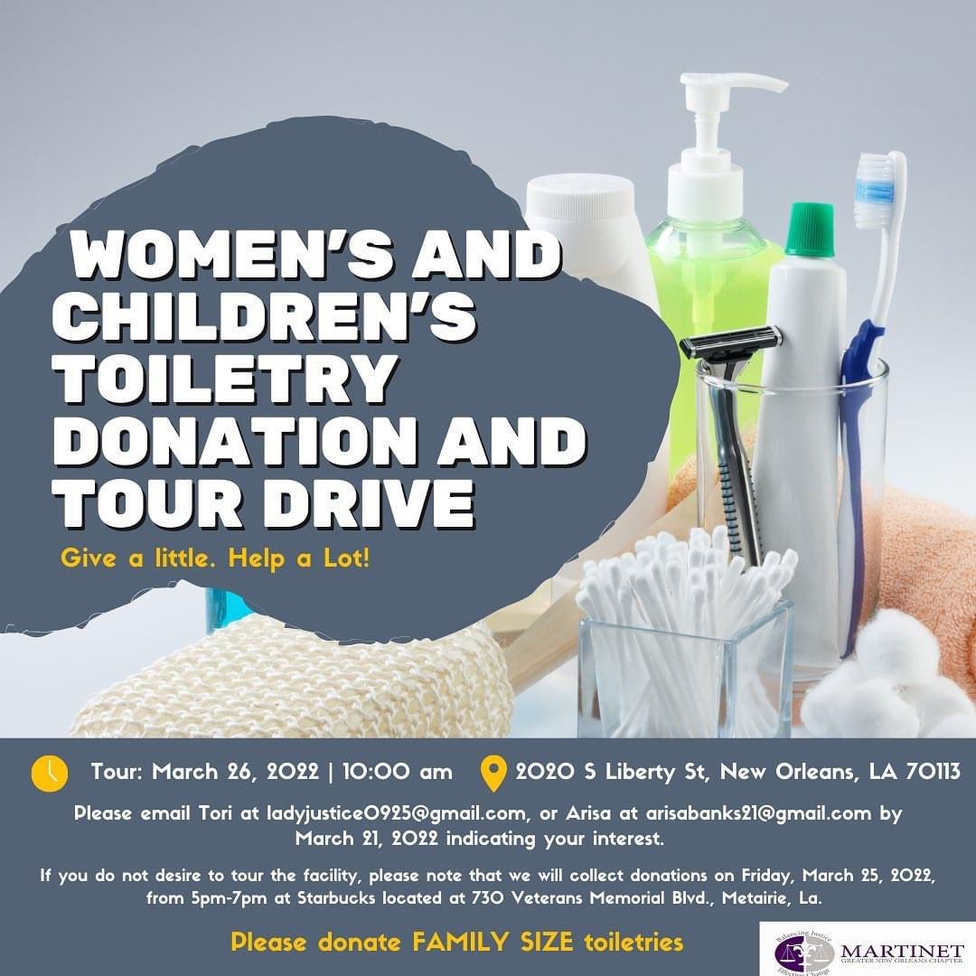 MartinetGno's tweet photo. GNO Martinet’s Community Service Committee is collecting women and children’s family size toiletries to donate to the New Orleans Women Shelter! Please bring your donations to Starbucks at 730 Veterans Blvd., Metairie, LA on 3/25/22 from 5-7 pm! #GNOMartinet https://t.co/3pGJYUcMfi