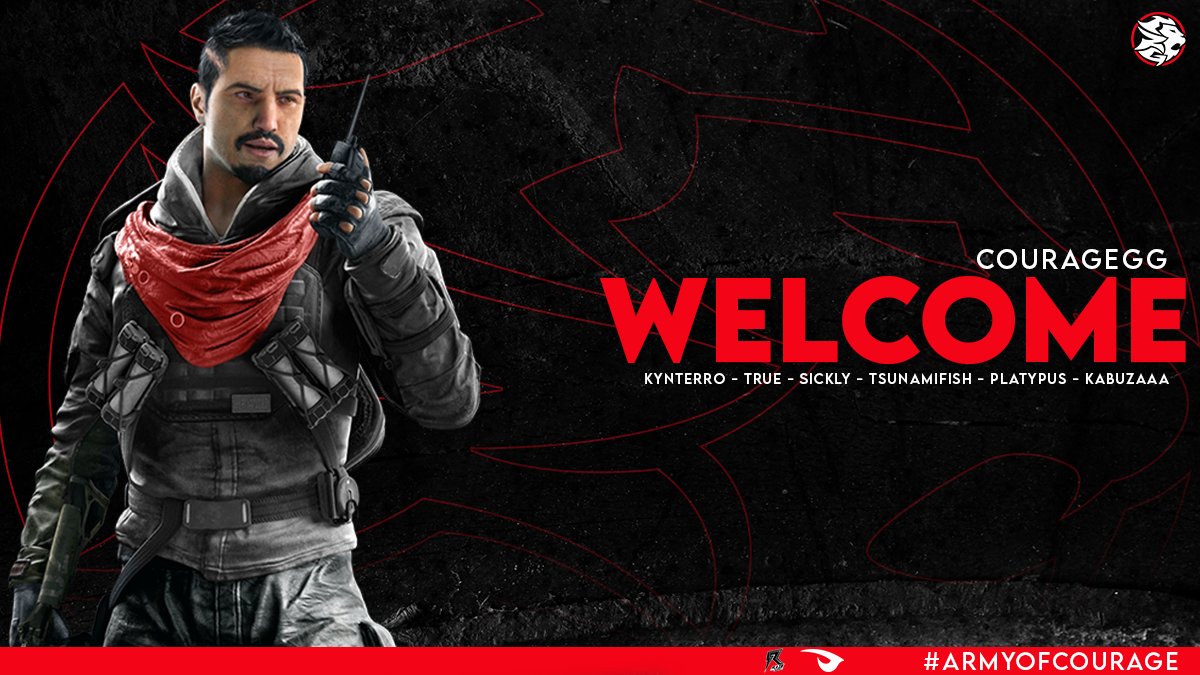 Lets give a warm welcome to our brand new <a href="/R6esports/">Rainbow Six Esports</a> Roster #armyofcourage #r6esports #razerebellion

Kynterro🦁
True🦁
Platypus🦁
Tsunamifish🦁
Kabuzaaa🦁
Sickly 🦁