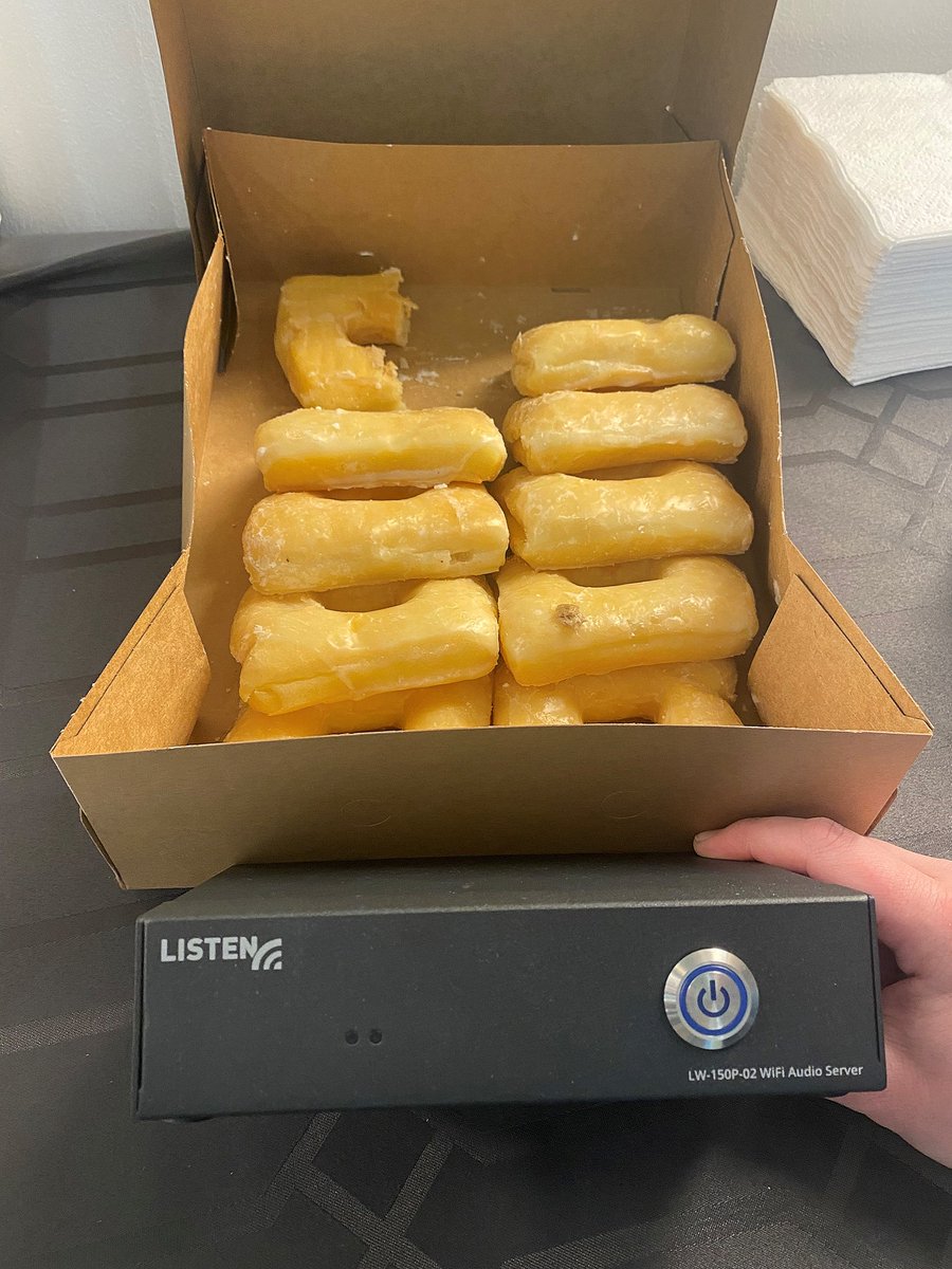 ListenTech's tweet image. We celebrated our new Listen EVERYWHERE Dante-enabled server with DONUTS! You could call it Dante and donuts. We did. #MarketingDorks How are you celebrating the NEW two-channel server with Dante onboard?

#PeopleOfListen #ListenEVERYWHERE #iykyk #Dante
