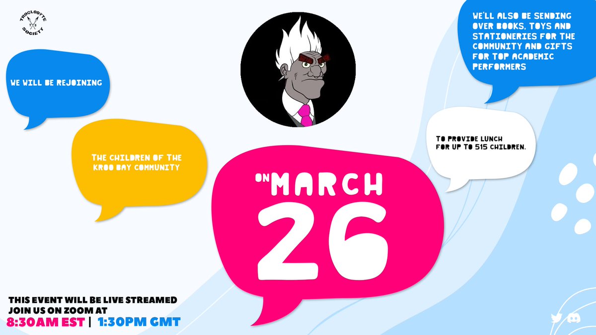TroglodyteSoci1's tweet photo. @GorillazNetwork @LitCreations88 Changing the world one kid at a time. Join Troglodyte Society as we host a LIVE event in Kroo Bay Community Sierra Leone where we will be feeding 515 underprivileged kids and providing school supplies.

We are "Bringing Children a Better Tomorrow Today with NFTs" @Crypt_O_Manimal https://t.co/W3Nwh9IFi1