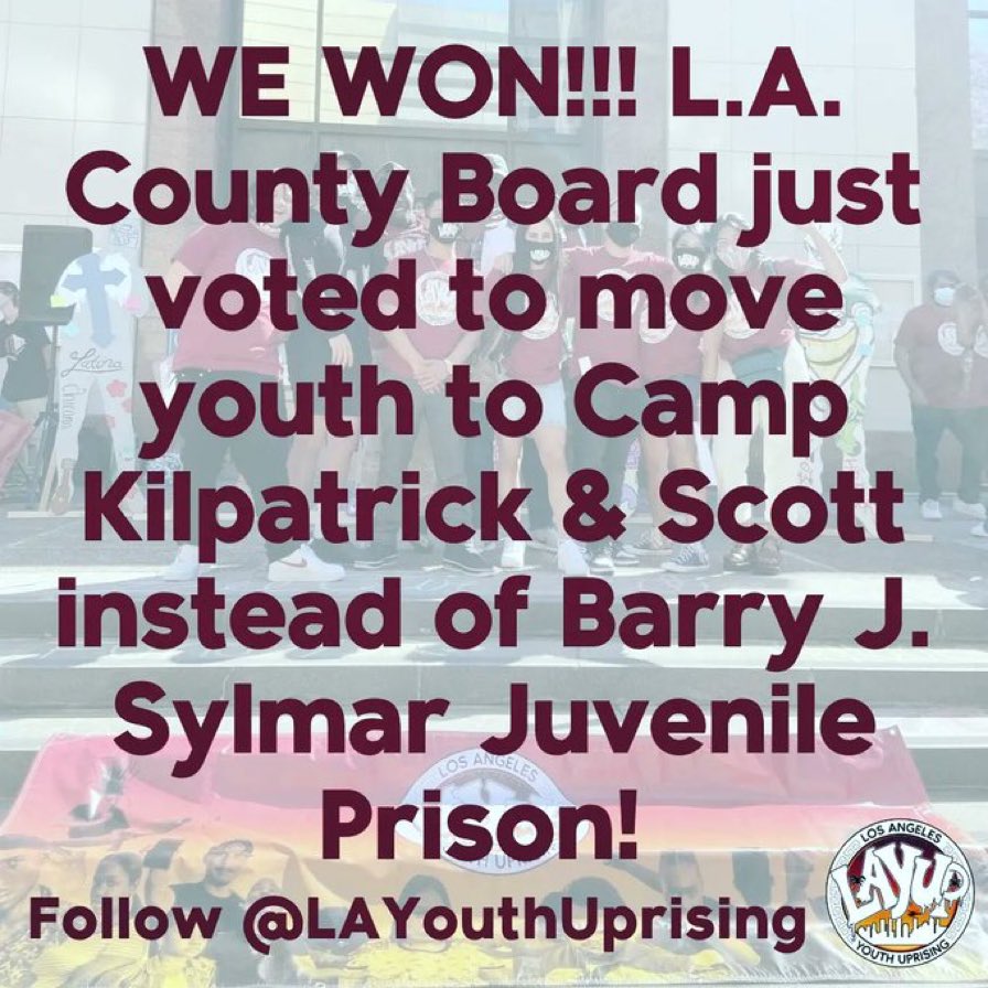 We couldn’t have done this on our own. Thanks to all the amazing advocates and organizations who believe in youth and help made this possible. We’re in this together LA County! #YouthJusticeReimagined #LAYUP #OurCommunities