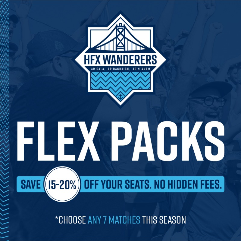 HFXWanderersFC's tweet photo. 🌊🚨 Our 2022 Flex Packs are on sale now!

Save 15-20% on Wanderers home match tickets. No extra fees, what you see is what you pay ⚽️🎟

#TogetherFromAways #COYW