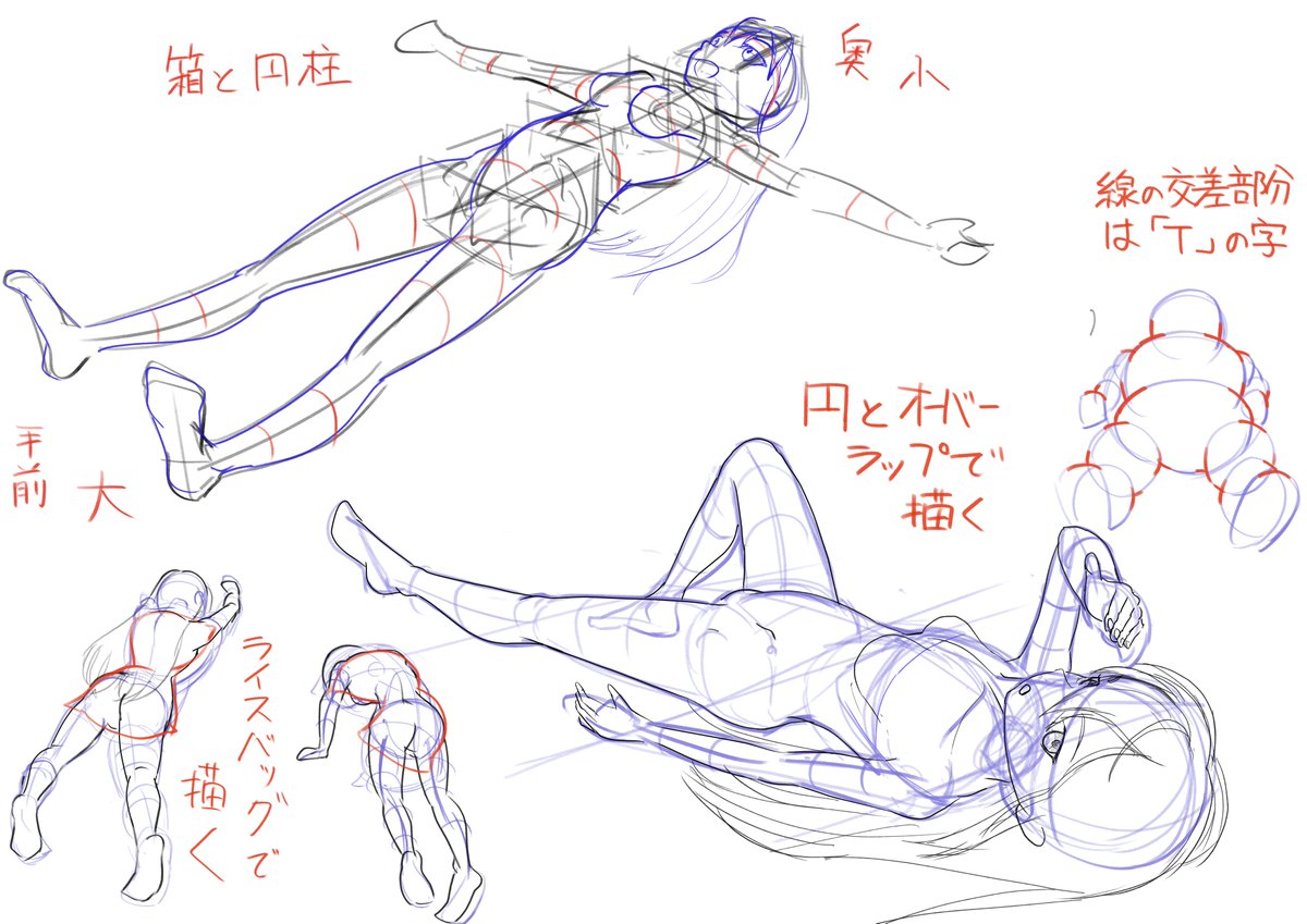おはようございます。
今日はキー・イニス先生のドローイングハック(7)より「寝そべりのポーズ」を描く練習です。
手前は大・奥は小の原則を意識して、箱と円柱・オーバーラップを活用すると良いとのことでした。
寝そべり・・ムズいです。。。。
#KICStudo 