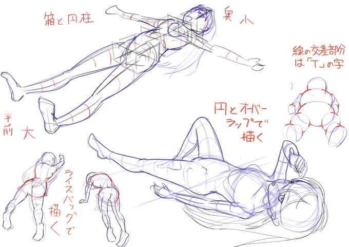 おはようございます。
今日はキー・イニス先生のドローイングハック(7)より「寝そべりのポーズ」を描く練習です。
手前は大・奥は小の原則を意識して、箱と円柱・オーバーラップを活用すると良いとのことでした。
寝そべり・・ムズいです。。。。
#KICStudo 