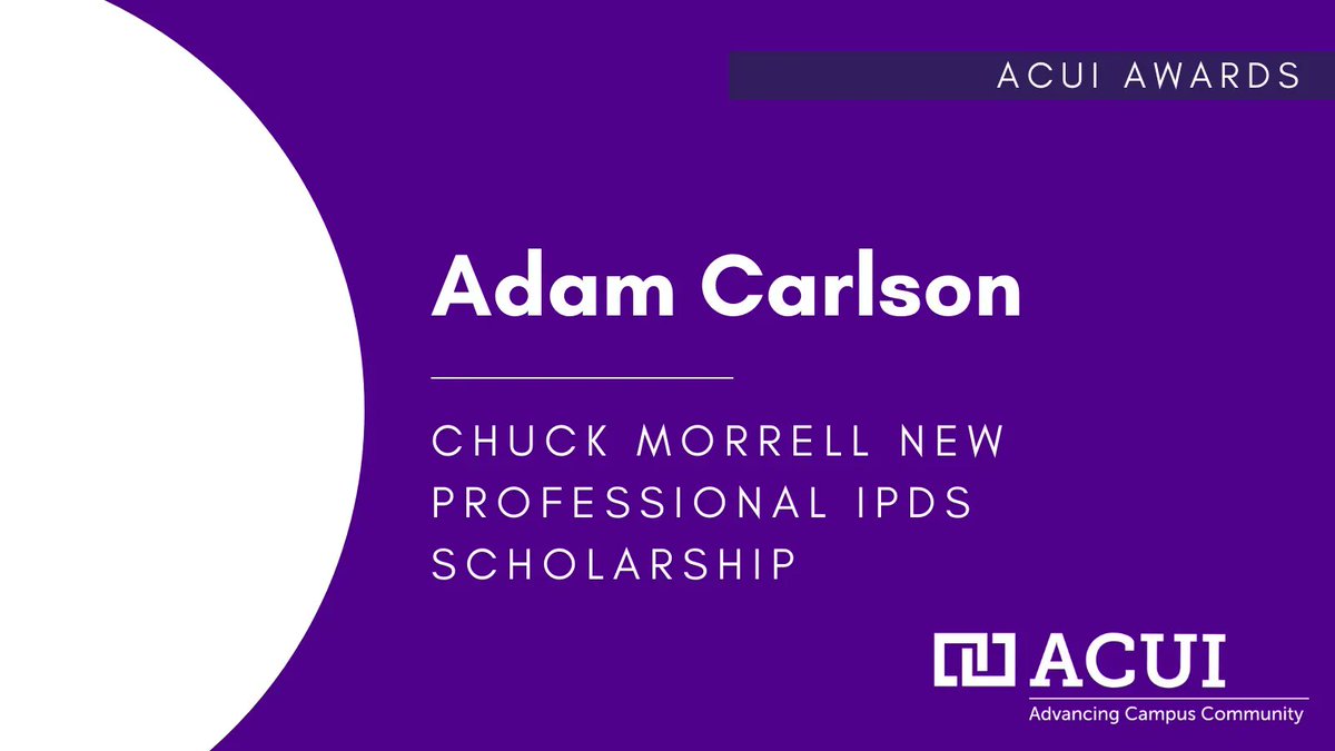 ACUItweets's tweet photo. Congratulations on the 2022 Chuck Morrell New Professional IPDS Scholarship, Adam Carlson from @clemsonuniv #ACUI22 https://t.co/NjJMchq8I2