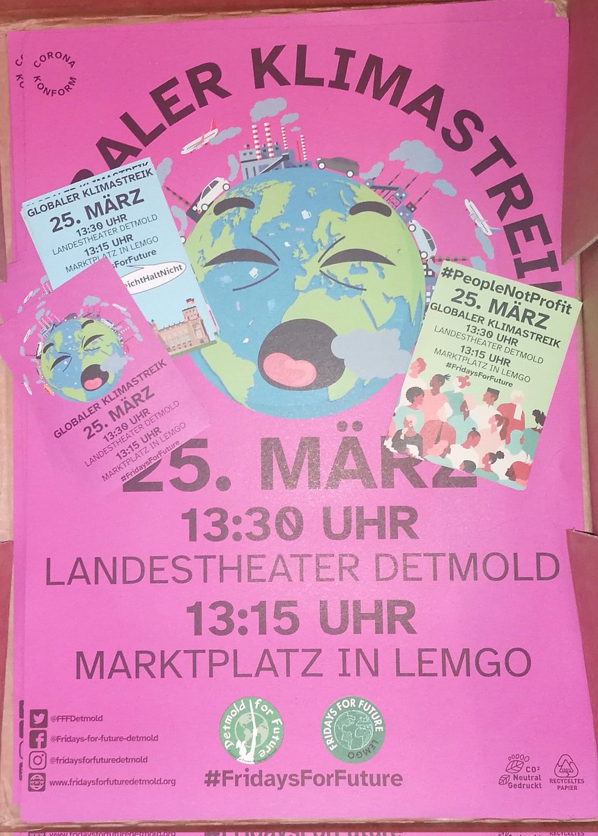 Ab Donnerstag könnt ihr euch kostenlos Plakate und Sticker für den 25.03. abholen, im Unverpacktladen Stückweise in Lemgo.
Holt euch Plakate und Sticker und hängt sie in eurem Umfeld auf, denn zusammen können wir so so viele erreichen! ✊🥳‼️