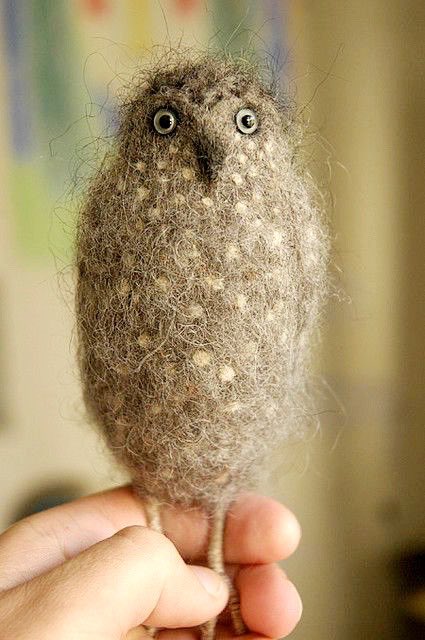 This needlefelted little owl by Victor Dubrovsky is one of the best things I’ve ever seen. It’s also me when I have Far Too Many Thoughts at once.