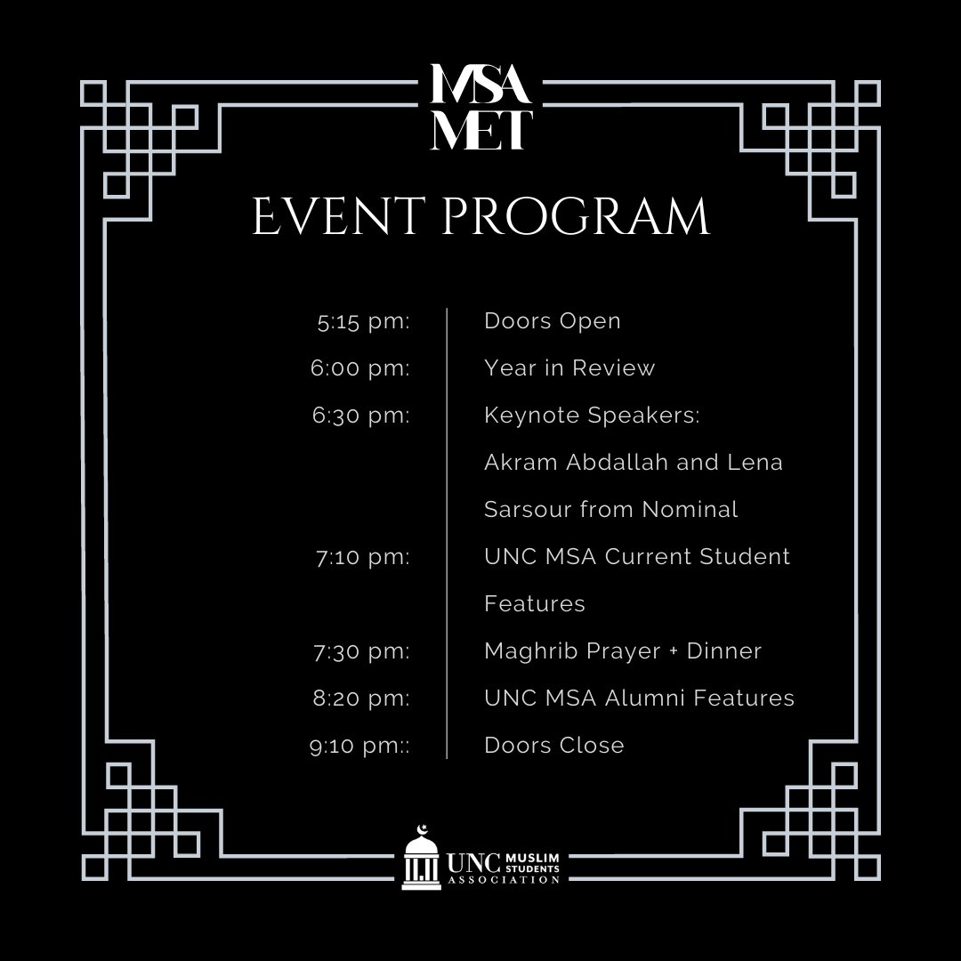 Here's the Event Program for MSA MET. Please save this for future reference and get your tickets ASAP!