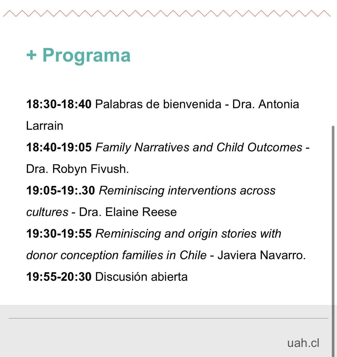 DoctoradoUah's tweet photo. Acompáñanos este jueves en la Inauguración del año académico de @DoctoradoUah @PsicologiaUAH a cargo de las destacadas académicas Robyn Fivush @EmoryPsychology y Elaine Reese @otago con la presentación de la estudiante @javiera_navarro 

Inscripciones https://t.co/V8fPLj4vOm https://t.co/4I6qnpXlHC
