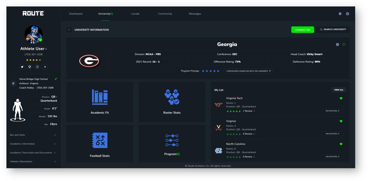 ROUTEInc's tweet photo. 🚨New Data Release. Where can U find the BEST data and insights to help you choose the BEST fit and path to play #collegefootball all in one place?📍Login now to get your FREE profile, rating, and 👀how U compare athletically and academically. #DataMatters #NCAA #D1 #D2 #D3 #NAIA https://t.co/isoS7FNmeT