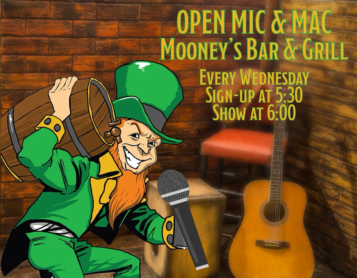 AthensBusiness's tweet photo. Have you heard about Open Mic &amp; Mac at Mooney's? Monocle Entertainment hosts an open mic night there every Wednesday at 6. Come out and perform some songs, or just enjoy dinner and a show! #athensbusinessassociation #abamembers https://t.co/0nWS1v6UVG