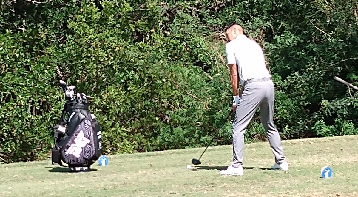 MarkHigginsIndy's tweet photo. I played at Cove Cay yesterday and @PGA pro @JamesHahnPGA  was shooting a promotional video. Right after this he called me to the tee 😰 Inspired me to hit my best shot of the round https://t.co/afVUrdyQWj
