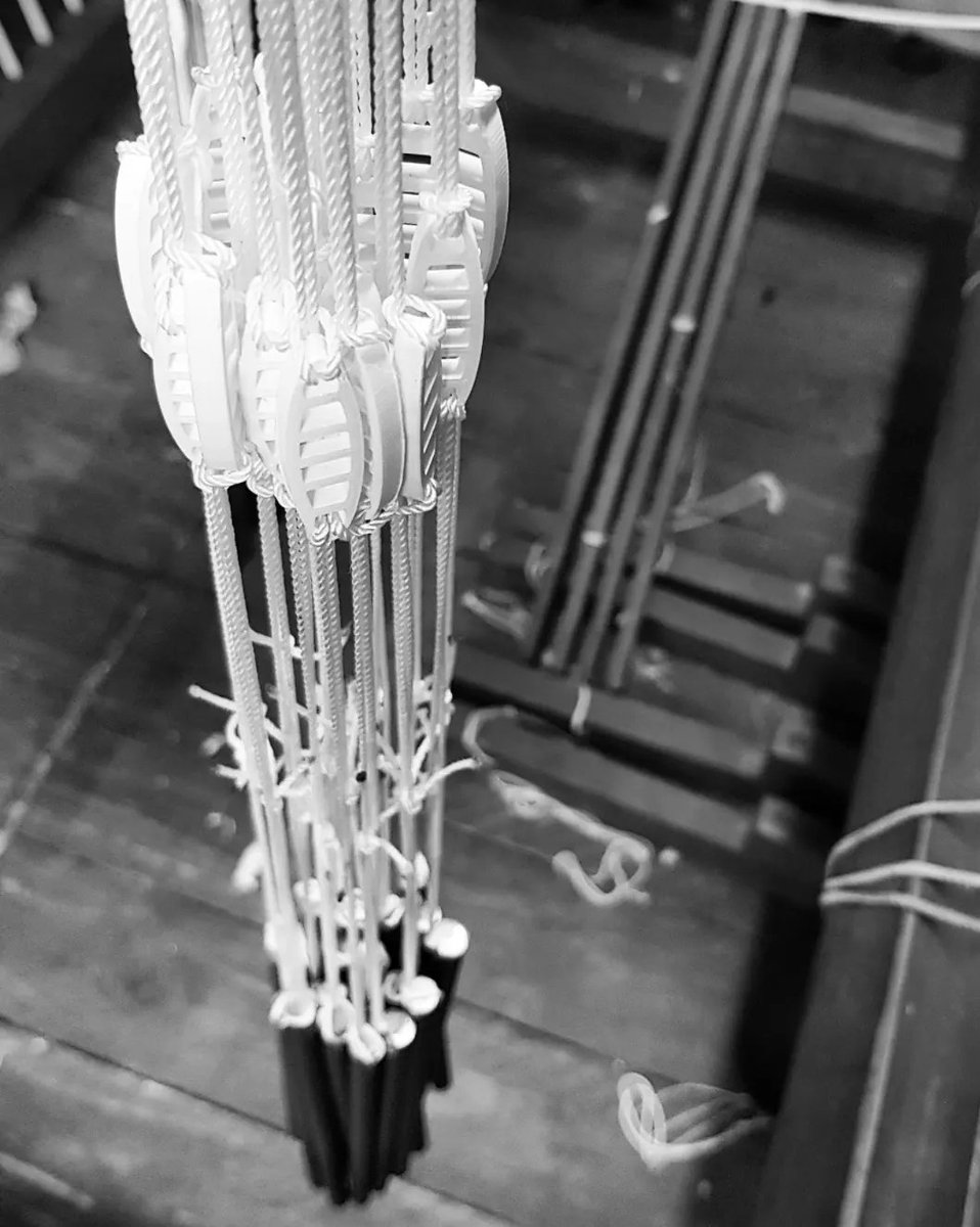 tottles_weavers's tweet photo. With the loom moved and many, many knots tied, I'm finally installing #drawloom cords!
Complex pattern #weaving didn't start with the #jacquardloom. Before that, we had strings, thousands of strings.
Come with me this summer as I try to figure out how it's done. https://t.co/FATGJxw8ps