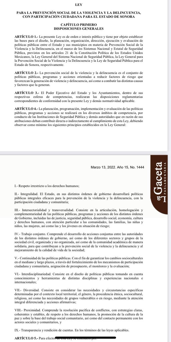 Muchas felicidades Dip. <a href="/ErnestinaVal/">ERNESTINA CASTRO VAL</a> por hacer realidad la nueva LEY
PARA LA PREVENCIÓN SOCIAL DE LA VIOLENCIA Y LA DELINCUENCIA, CON PARTICIPACIÓN CIUDADANA, una asignatura pendiente que urgía su legislación. También un agradecimiento a la Dip. <a href="/palomateranv/">Paloma Teran V</a> por todo el apoyo.