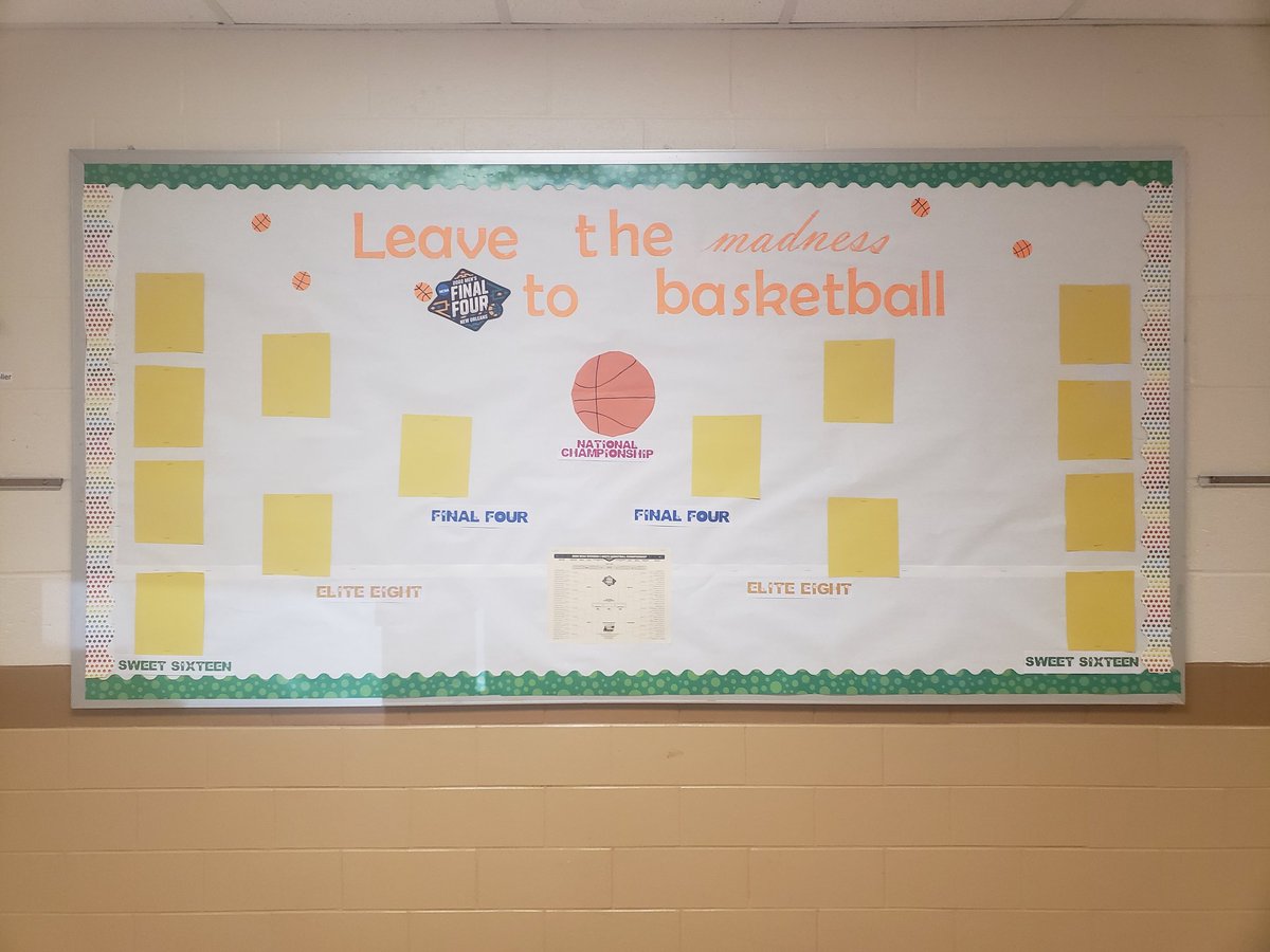 MathEagles's tweet photo. We are ready for some madness on the basketball court in our hallway! Students are excited to be filling out the brackets! @lakes_renee @SuptStover @pringalls01 https://t.co/Zq6vDj5rSQ