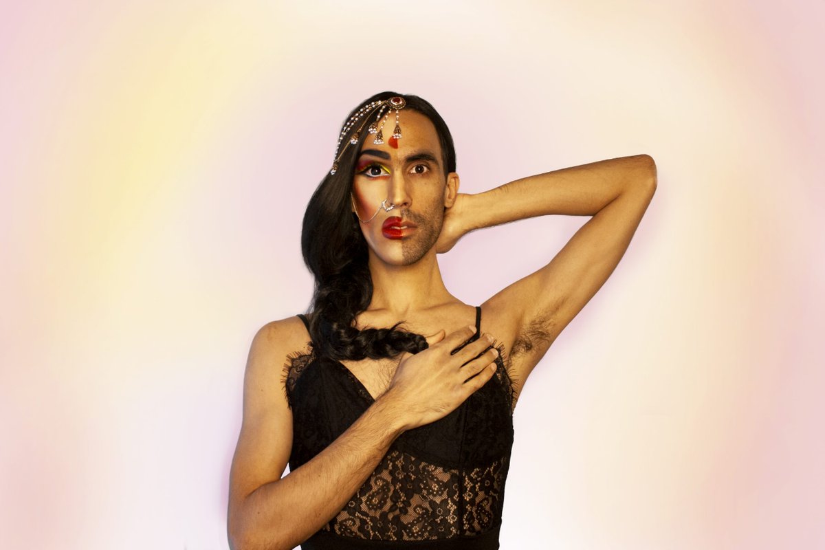 PandemicTheatre's tweet photo. We're pretty excited to be partnering with @mtlartsinter in co-production of @GabrielDharmoo's new show Bijuriya, which runs this Thur-Sat! 

If you're in Montréal and want to see some awesome Drag performance art, look no further.

https://t.co/3uYA89h2Qr https://t.co/CLiFuBfz3R
