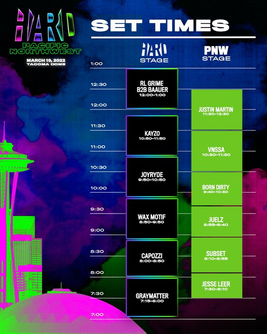 2022 Hard Summer Pacific Northwest schedule