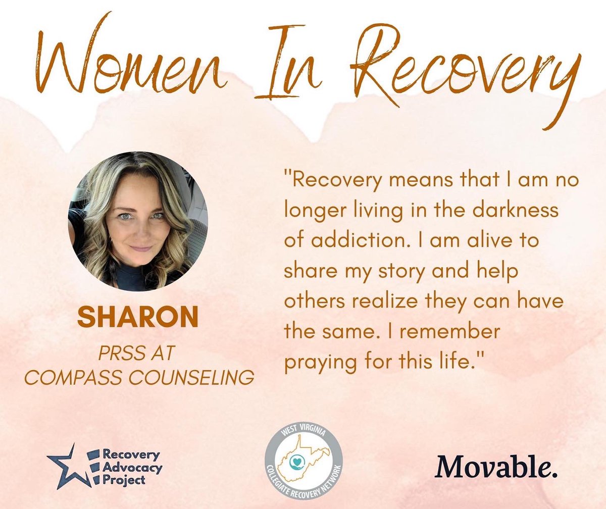 In honor of #InternationalWomensMonth, we're featuring 'Women In Recovery' throughout March. If you would like to be featured, email our communications specialist, Trevor Darago, at darago1@marshall.edu. 

Additional Sponsors: Movable | West Virginia Recovery Advocacy Project