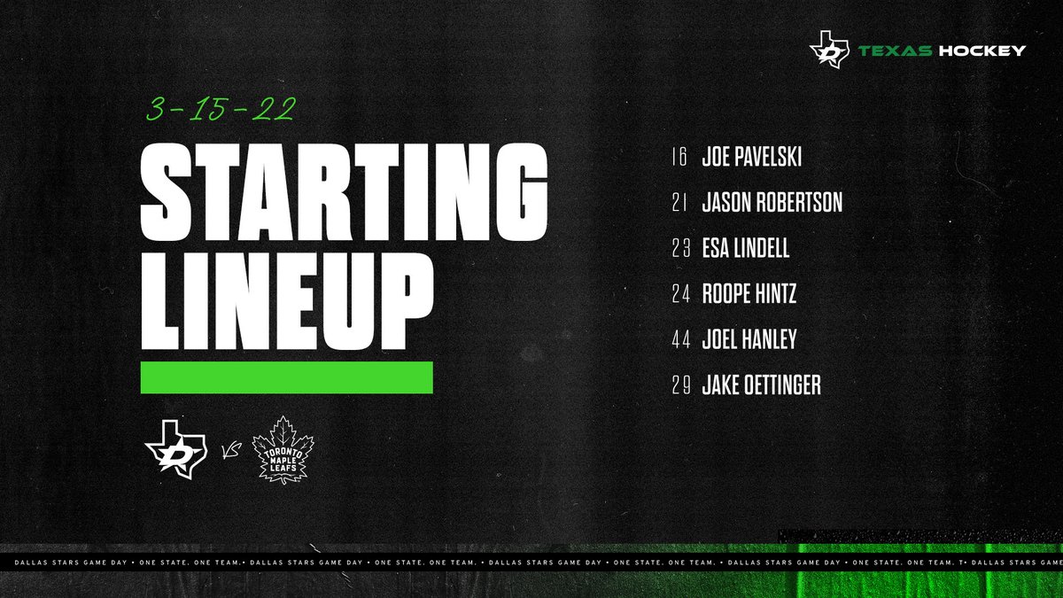 DallasStars's tweet photo. Tonight's #TexasHockey starters! https://t.co/cnAN0XogBN