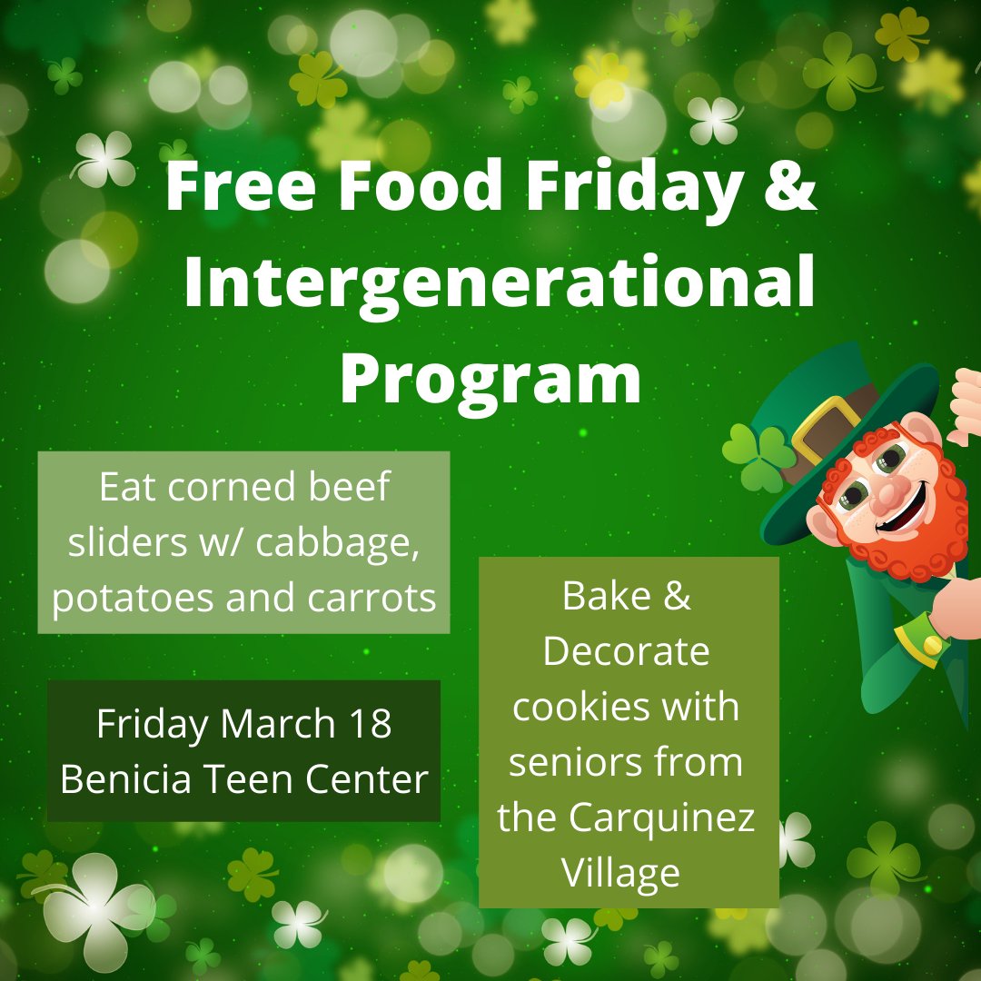 Hope to see you at the Teen Center after school on Friday March 18 for some free food and cookie baking &amp; decorating