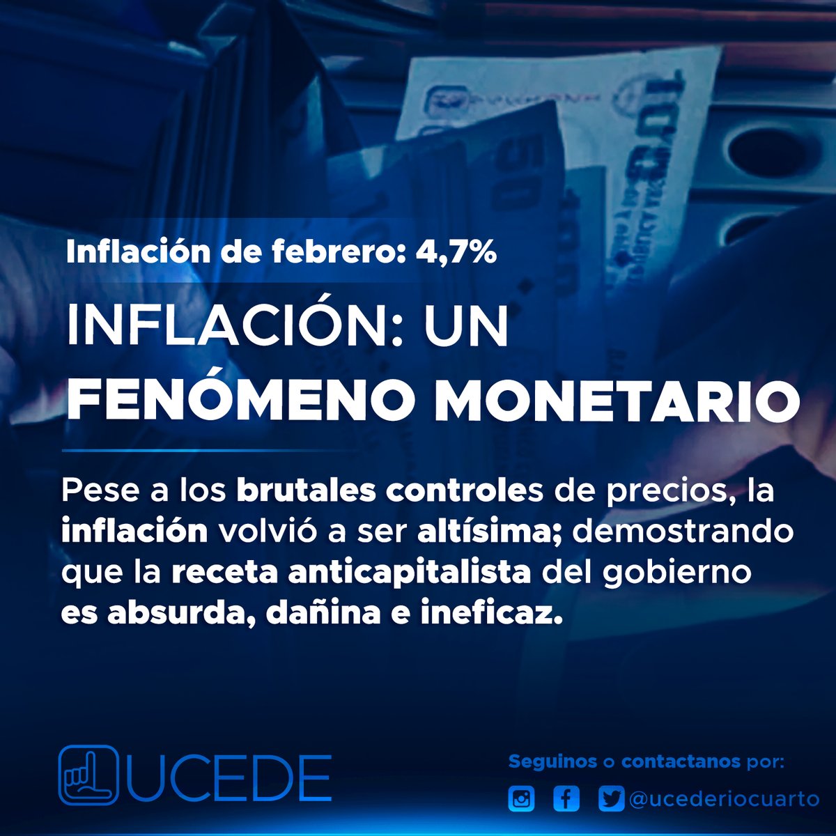 ucederiocuarto's tweet photo. Terminemos con las brujerías. La inflación se genera por el exceso de oferta de dinero, no por las decisiones de un grupo de empresarios macabros.

#Inflación #ElPeorGobiernoDeLaHistoria https://t.co/LpYd0KGejw