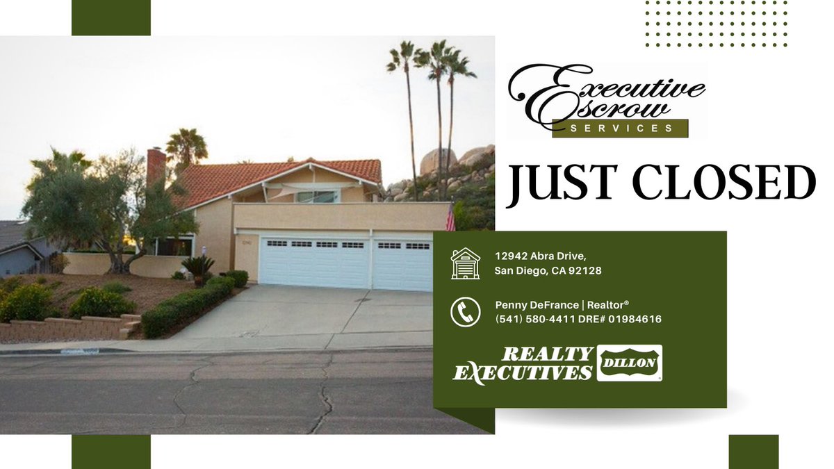ExecEscrow's tweet photo. Closed escrow yesterday with Penny DeFrance!!😄👍

Penny DeFrance | Realtor®
(541) 580-4411
DRE# 01984616

Executive Escrow Services
Amanda Gomez | Nicole Young
☎️619.489.5612

#ExecutiveEscrowServices #Escrow #JustClosed #EscrowOfficer #ThankYou #RealtyExecutivesDillon https://t.co/T5G1aLKrvO