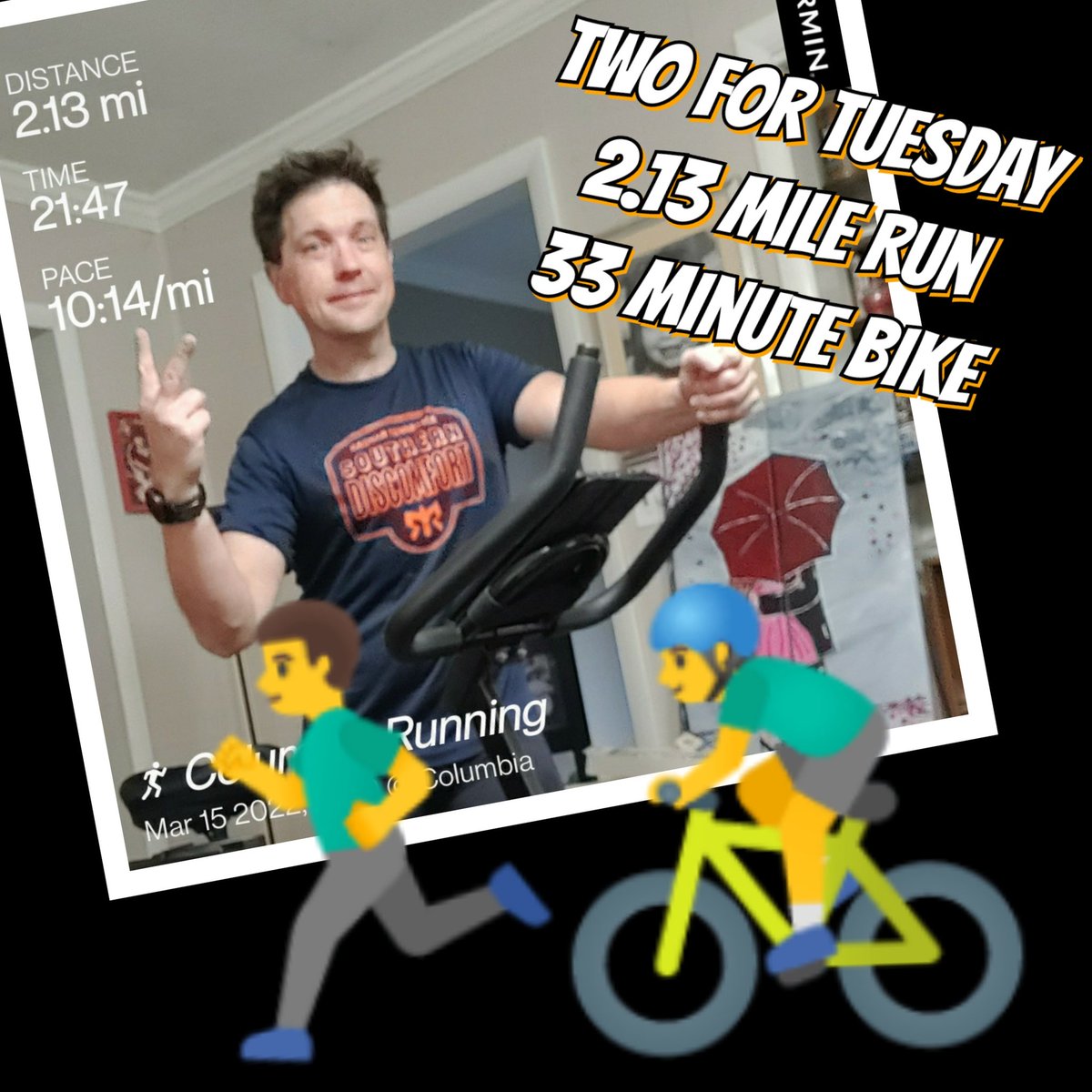 EricBorchert73's tweet photo. Two for Tuesday.  2 mile run in the park followed by a 33 minute stationary bike ride. #stationarybike #runinthepark #running #biking #runninggeek #workoutafterwork https://t.co/W5Smmfyh1x