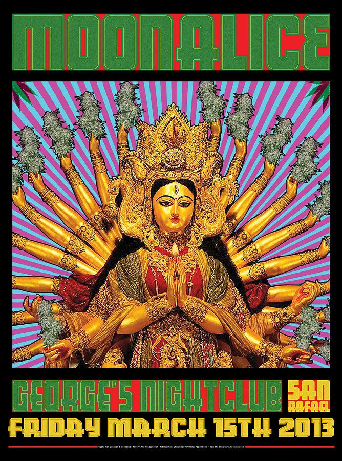 On this day... Moonalice at George's Nightclub, San Rafael, California poster by 
the late RonDonArt WFuckstick Ron Donovan buff.ly/3cMwKY3 #timaph 3/15/13 M557 #RonDonovan #gigposter #concertposter #rockposter #posterdesign #posterart