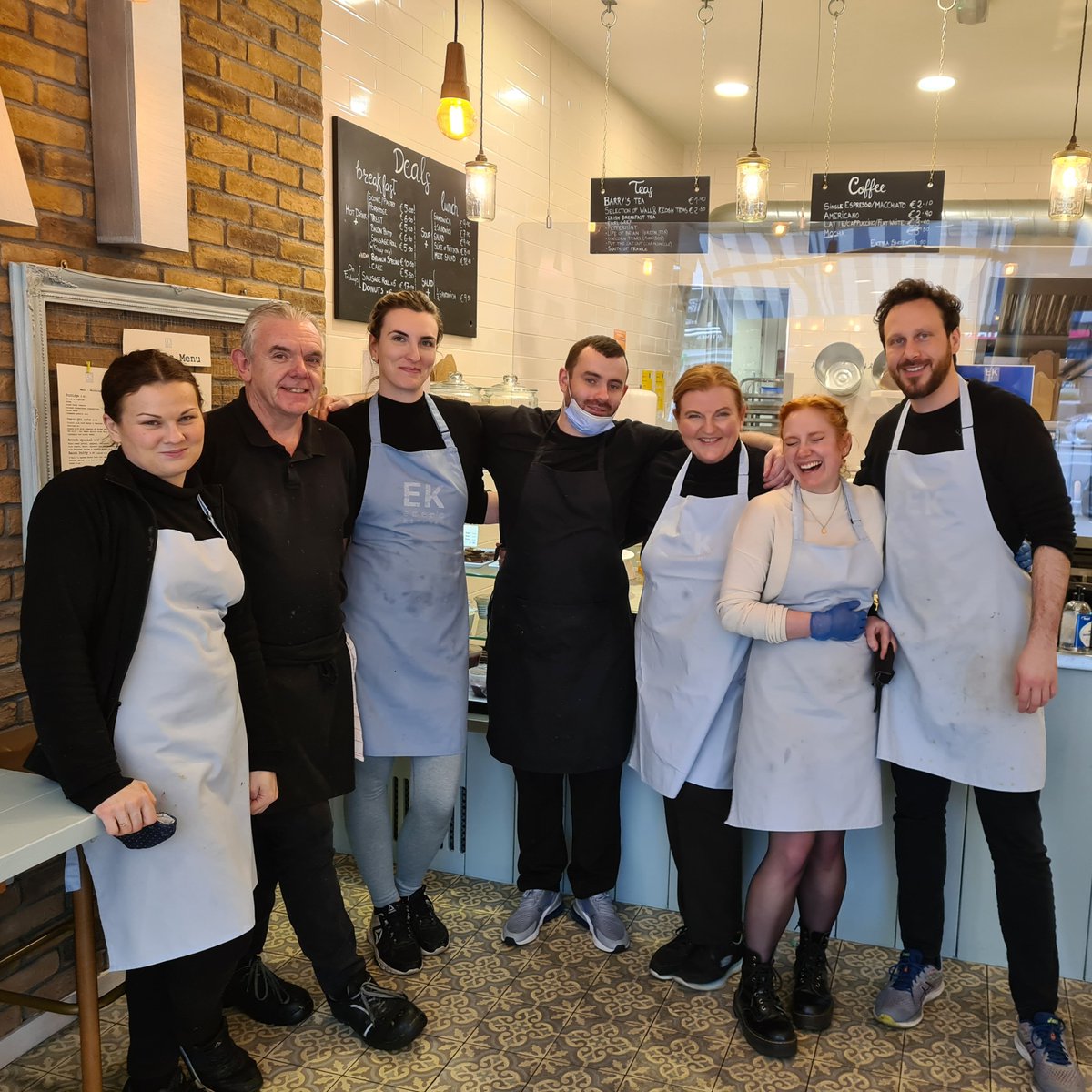 What a team! Just after the most intense lunch service ever and still smiling. More details tomorrow on how we've done for <a href="/irishredcross/">Irish Red Cross</a> but it's looking good!