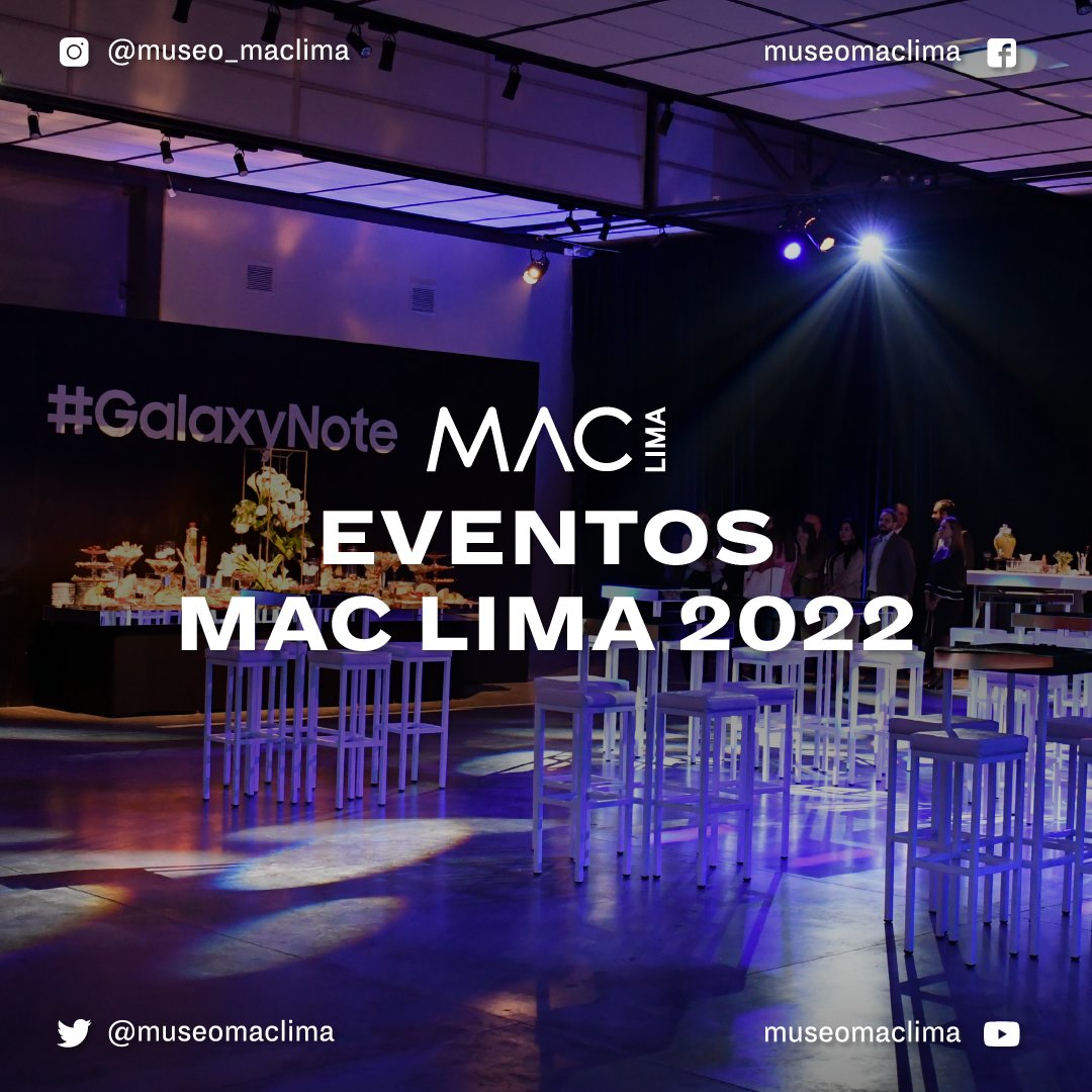 museomaclima's tweet photo. ¡Los #Eventos presenciales están de vuelta en el #MACLima! Siguiendo todos las medidas, nuestros espacios te ofrecen diversas posibilidades para la realizar encuentros, celebraciones y más.
📲Escríbenos a contacto@maclima.pe y pregunta por nuestros descuentos válidos este 2022 https://t.co/HP5kai5HBP
