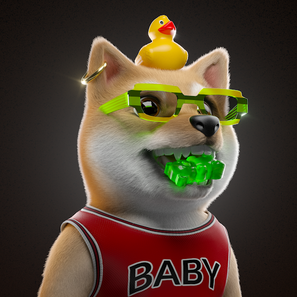 Shibaclubnft's tweet photo. Baby Shiba of the day : ) #1391 Rubber Ducky and Green Gummy Bear how can you go wrong? #NFTs #OpenSeaNFT #Cute may bite? https://t.co/dEG5A1rdPi