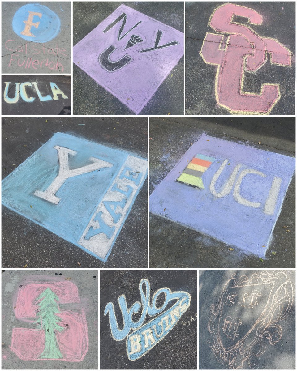 Lots of UCLA support today from staff on UCLA v. USC day! Also, some chalk college logos done by my Avid class! #collegespiritweek #WaiteisGreat <a href="/jennyaamaya/">Jenny Amaya</a>
