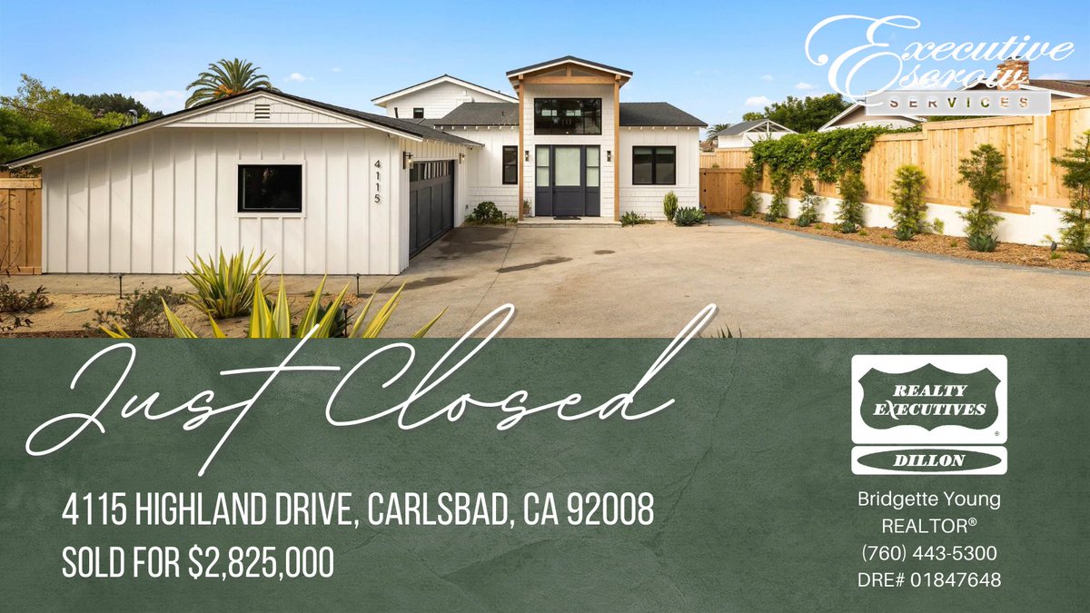 ExecEscrow's tweet photo. Another escrow closed this week!! Congratulations Bridgette!🎊

Bridgette Young | Realtor®
(760) 443-5300
DRE# 01847648

Executive Escrow Services
Amanda Gomez | Nicole Young
☎️619.489.5612

#ExecutiveEscrowServices #Escrow #JustClosed  #EscrowOfficer #RealtyExecutivesDillon https://t.co/pRPVaK2Hdo