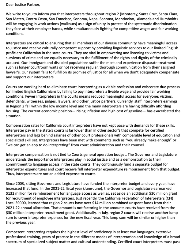 calinterpreters's tweet image. Our diverse communities in California need interpreters to provide Equal Access to Justice and we have the funds.
@GavinNewsom 
@CalCourts
@ACLU_NorCal 
@SCSCourt
@AlamedaSuperior 
@SFSuperiorCourt
@CourtSonoma 
@BrendonWoodsPD