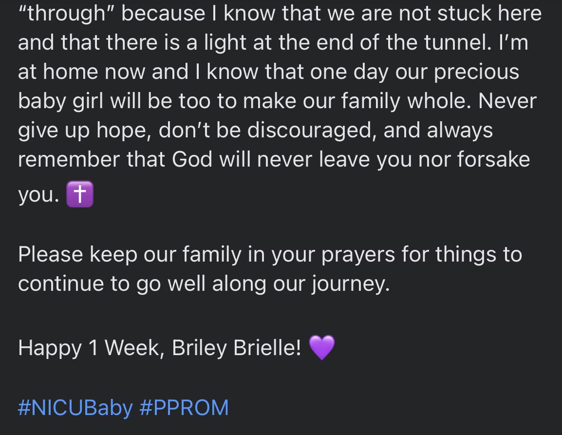 BrionnaLWilson's tweet photo. Briley Brielle Wilson 💜 Our little fighter! #NICUJourney #PPROM https://t.co/yvNQl65xnY