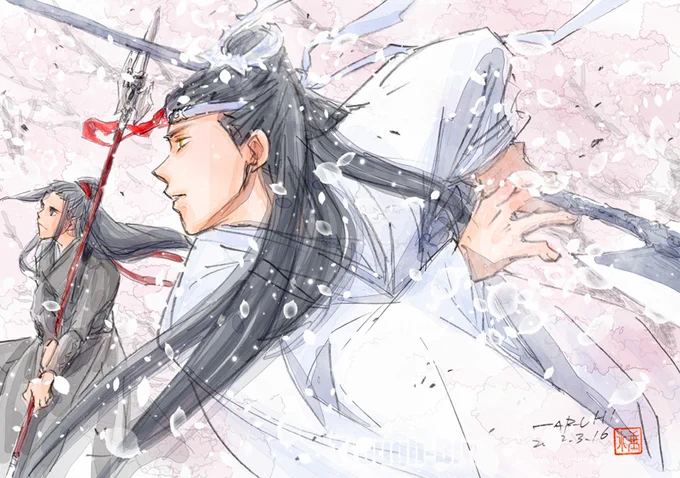 おはようございます。1/2
【花闘】
「春の桜まつり」みたいになってきた。昨日の絵をみてくださった方とのやり取りからの着想w。
#忘羨  #陳情令 #cql #魔道祖師 #마도조사  #mdzs 